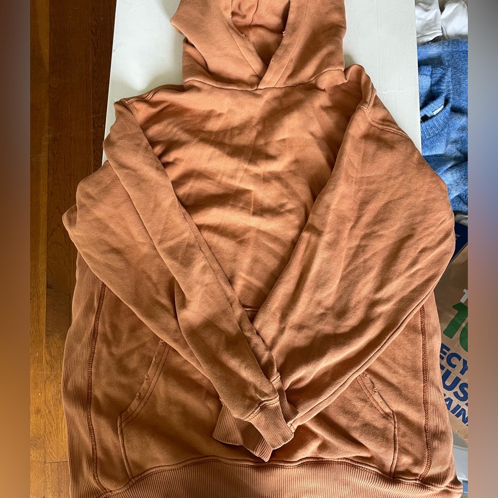 Brown aerie distressed hoodie